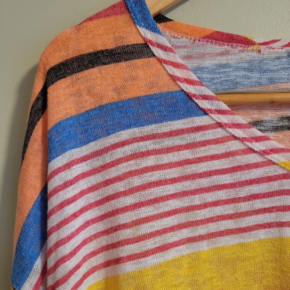 Multi Color Striped V Neck Sweater - Picture 5 of 9
